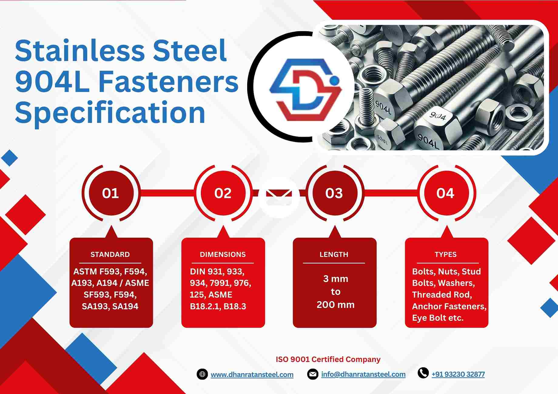 Stainless Steel 904L Fasteners Specification